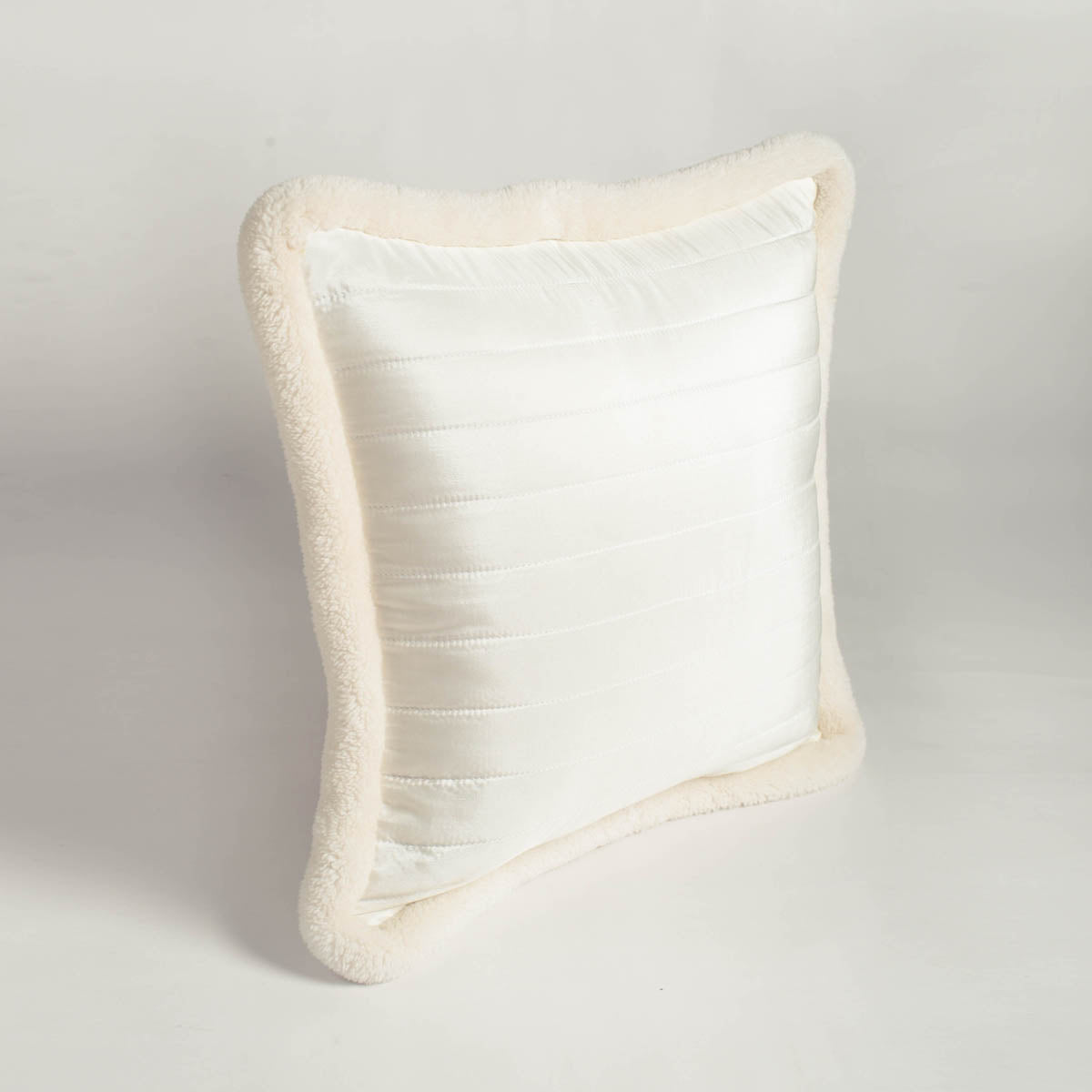 Svenska - White cushion cover, quilted, faux silk pillow