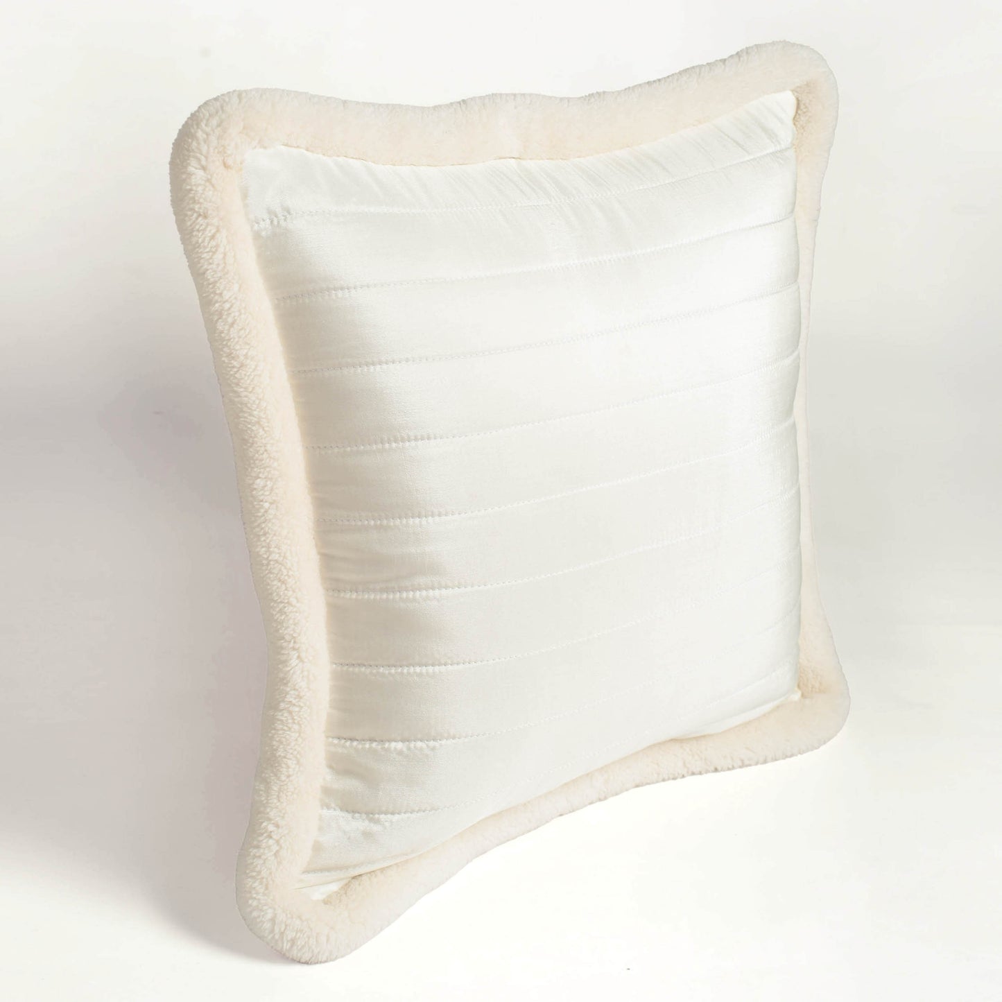 Svenska - White Quilted Faux Silk Cushion Cover | Nordic Style | Parka Chording - Vliving