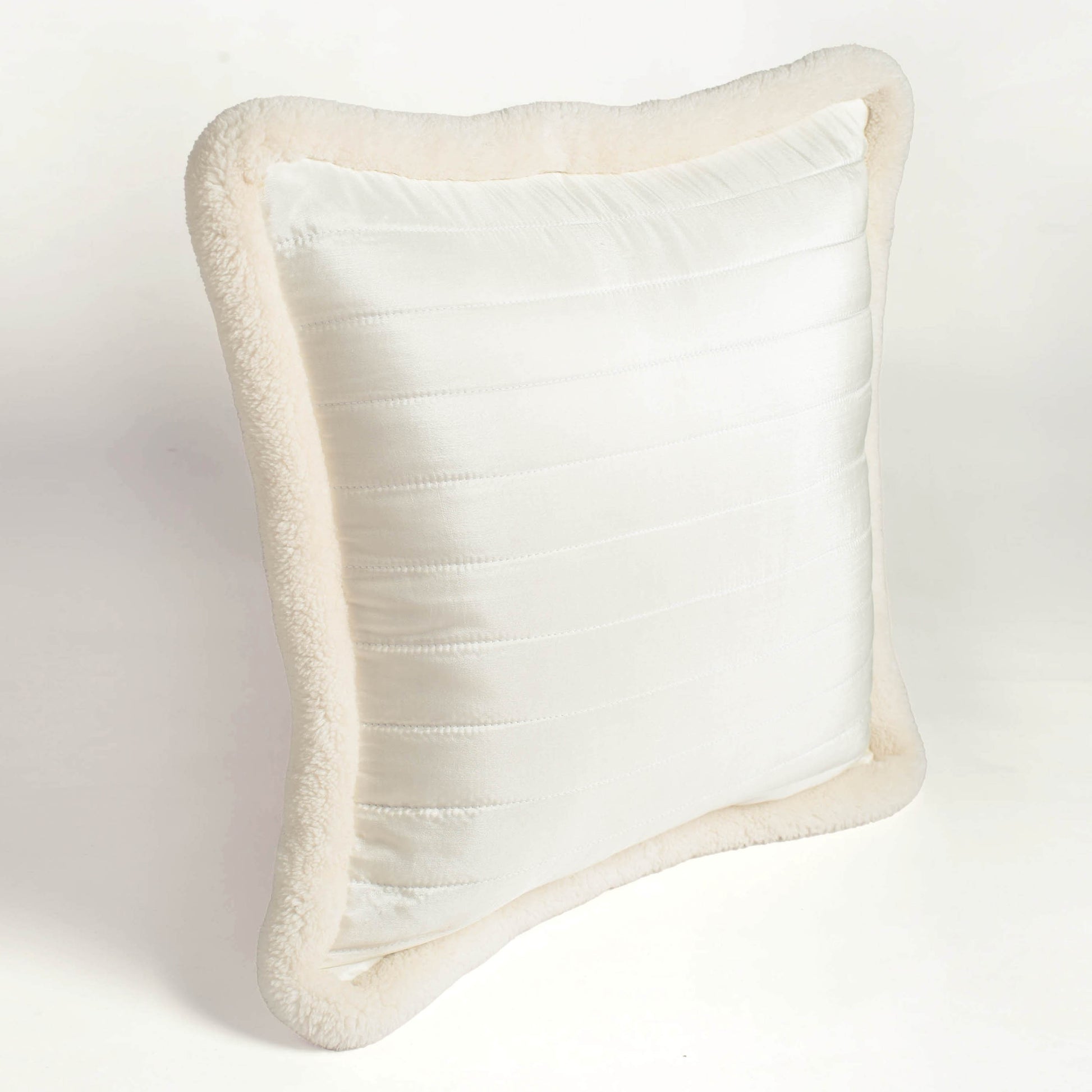 Svenska - White Quilted Faux Silk Cushion Cover | Nordic Style | Parka Chording - Vliving