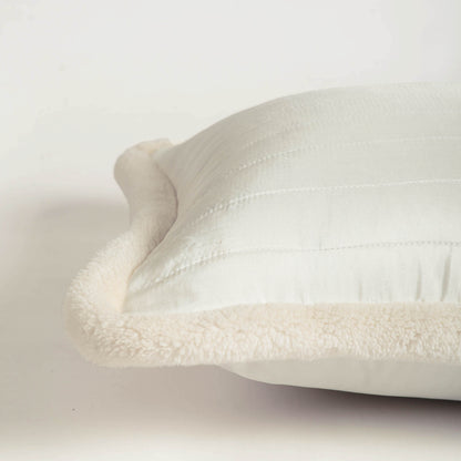 Svenska - White Quilted Faux Silk Cushion Cover | Nordic Style | Parka Chording - Vliving