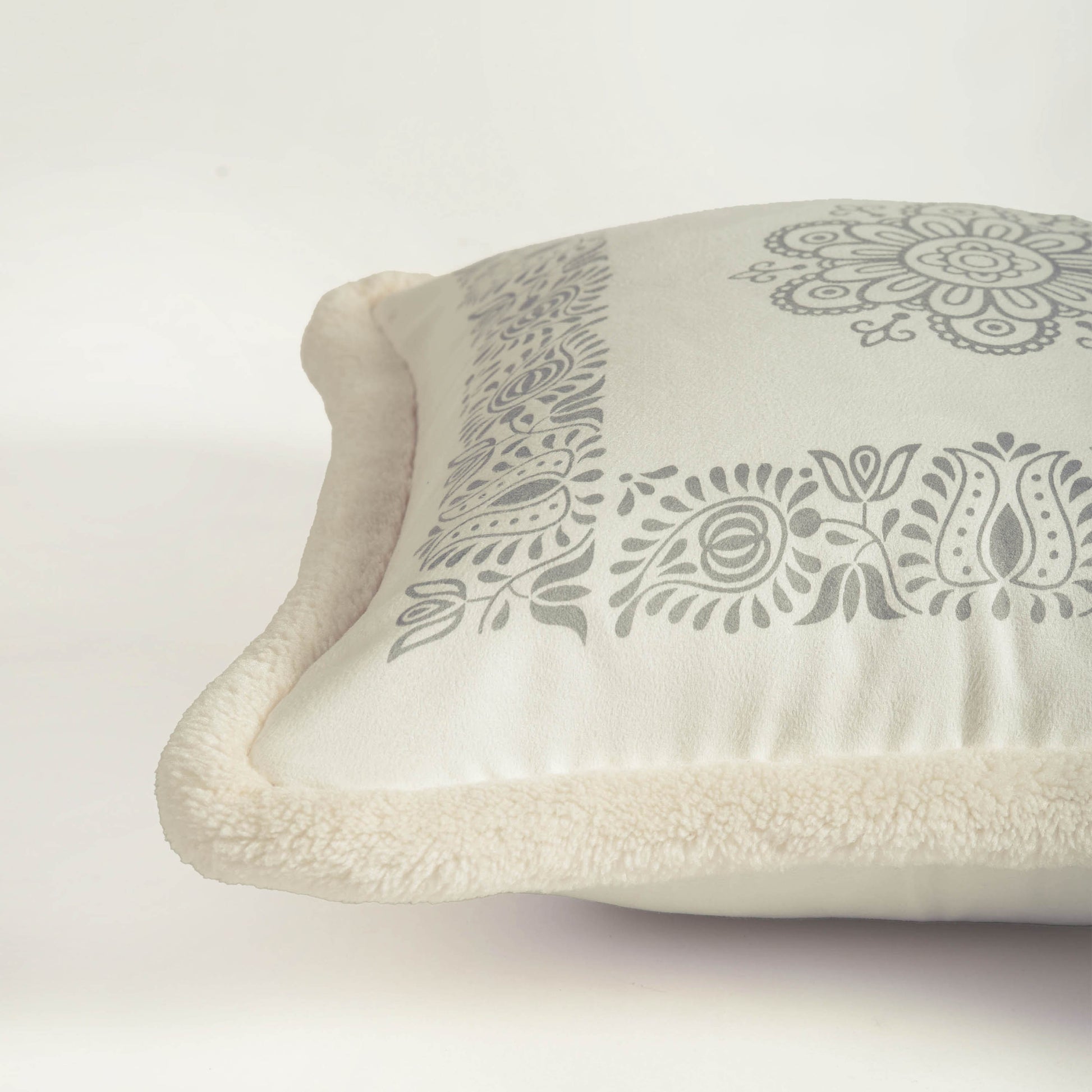 Svenska - Nordic Style Printed Cushion Cover | Faux Suede | Off White - Vliving