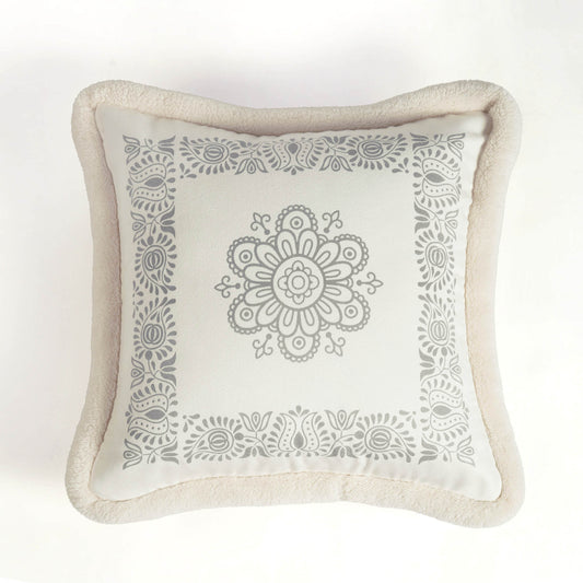 Svenska - Nordic Style Printed Cushion Cover | Faux Suede | Off White - Vliving