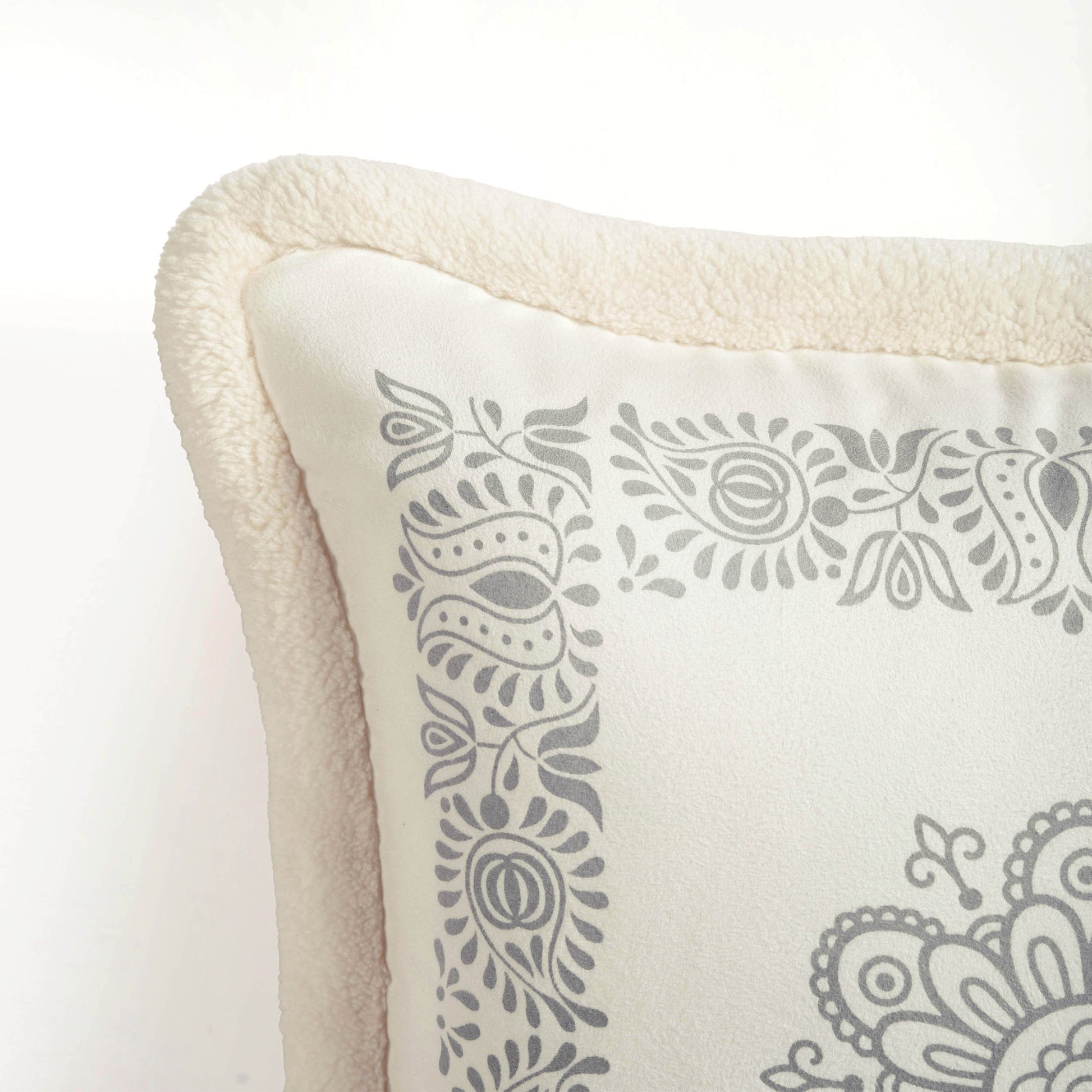 Svenska - Nordic Style Printed Cushion Cover | Faux Suede | Off White - Vliving