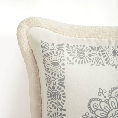 Svenska - Nordic Style Printed Cushion Cover | Faux Suede | Off White - Vliving