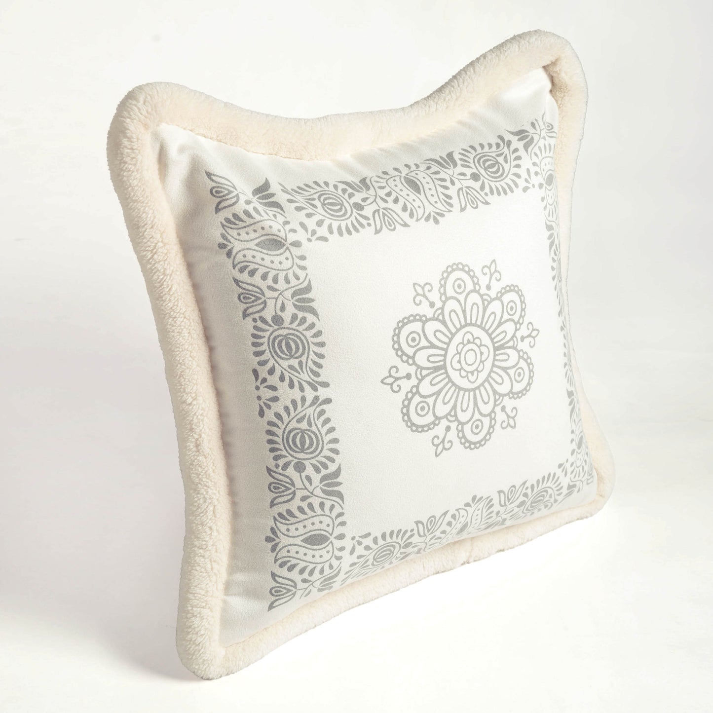 Svenska - Nordic Style Printed Cushion Cover | Faux Suede | Off White - Vliving