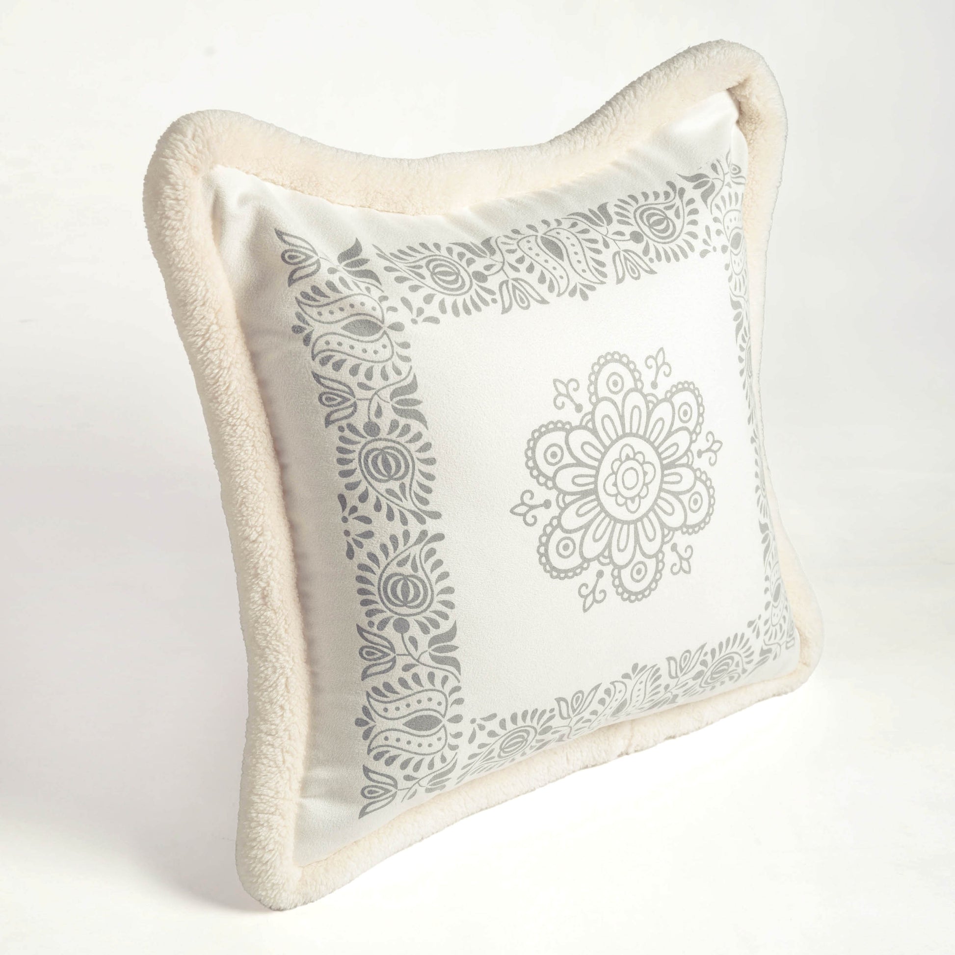Svenska - Nordic Style Printed Cushion Cover | Faux Suede | Off White - Vliving
