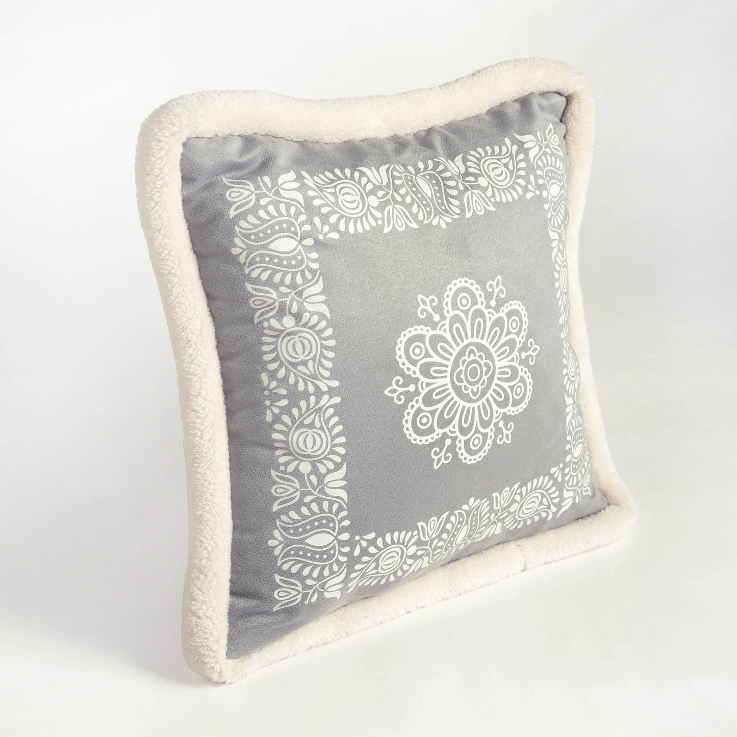 Svenska - Grey Nordic Style Printed Cushion Cover | Faux Suede | Scandinavian Decor - Vliving