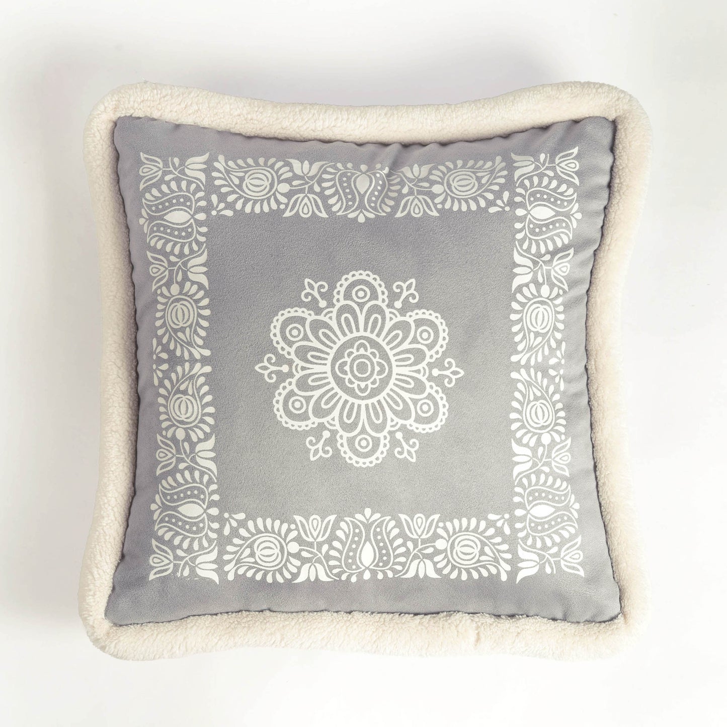 Svenska - Grey Nordic Style Printed Cushion Cover | Faux Suede | Scandinavian Decor - Vliving