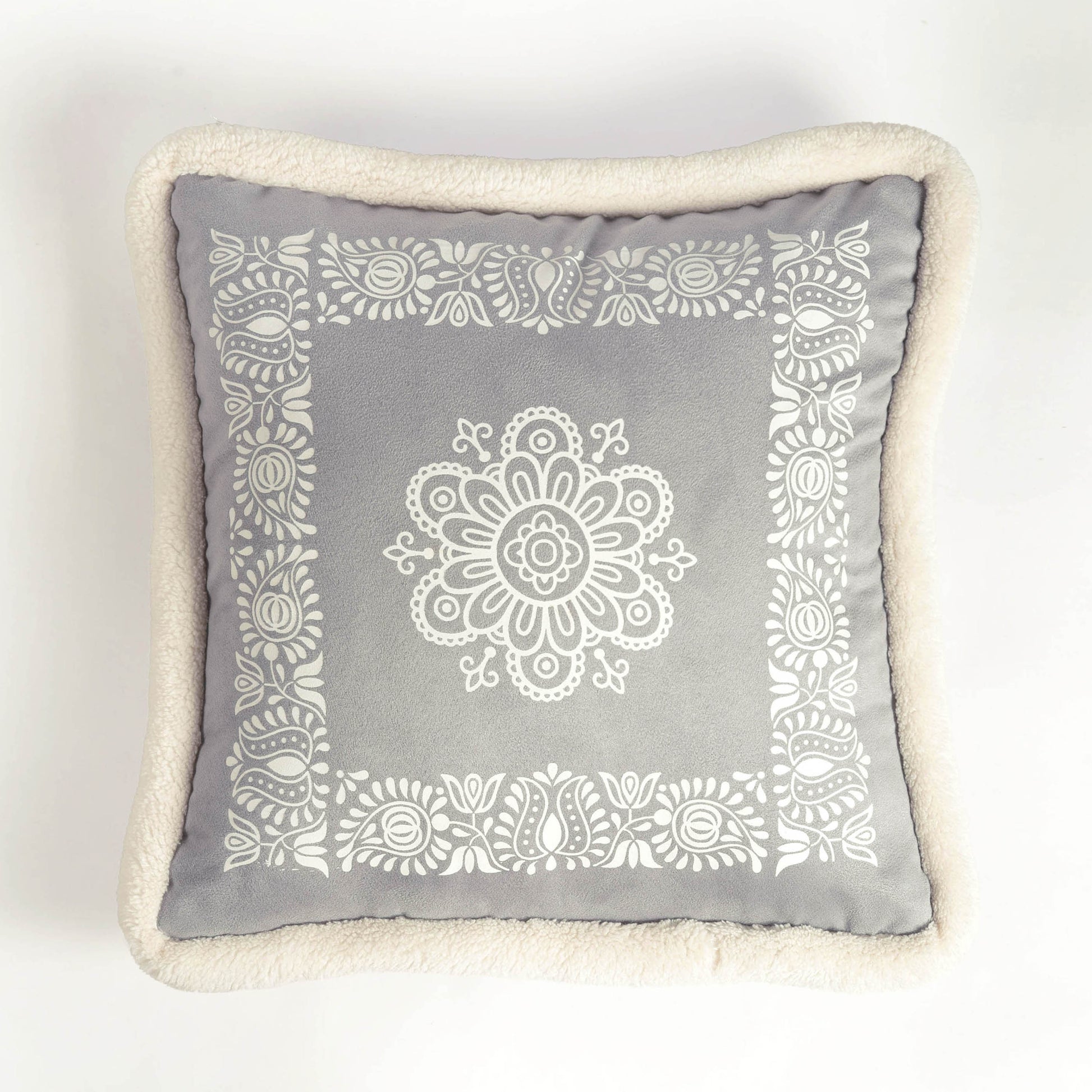 Svenska - Grey Nordic Style Printed Cushion Cover | Faux Suede | Scandinavian Decor - Vliving
