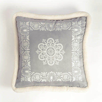 Svenska - Grey Nordic Style Printed Cushion Cover | Faux Suede | Scandinavian Decor - Vliving