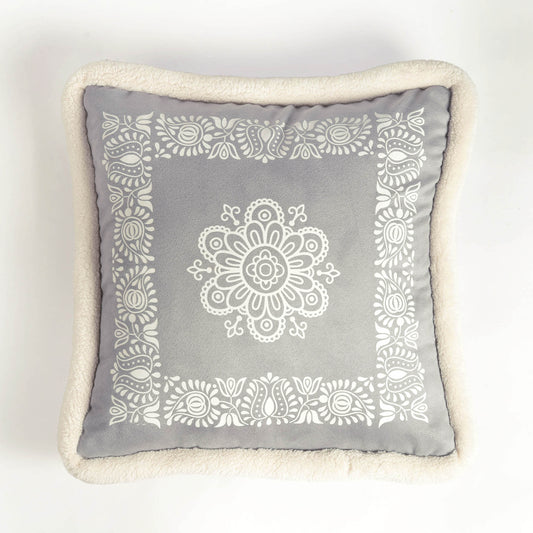 Svenska - Grey Nordic Style Printed Cushion Cover | Faux Suede | Scandinavian Decor - Vliving