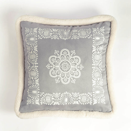 Svenska - Grey Nordic Style Printed Cushion Cover | Faux Suede | Scandinavian Decor
