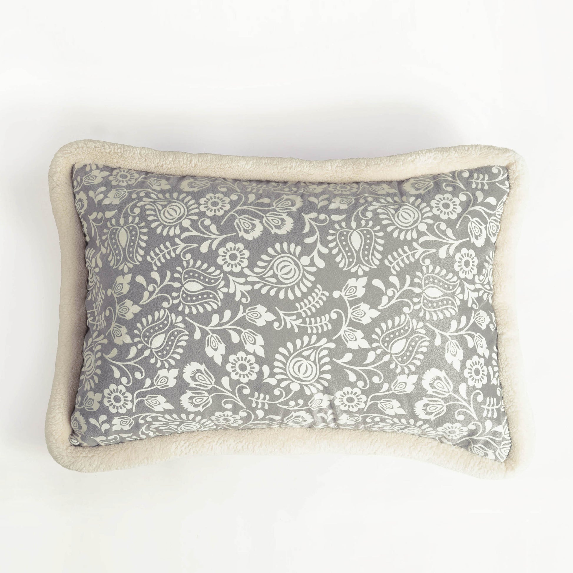 Svenska - Grey & Off White Nordic Lumbar Cushion Cover | Faux Suede | Scandinavian Decor - Vliving
