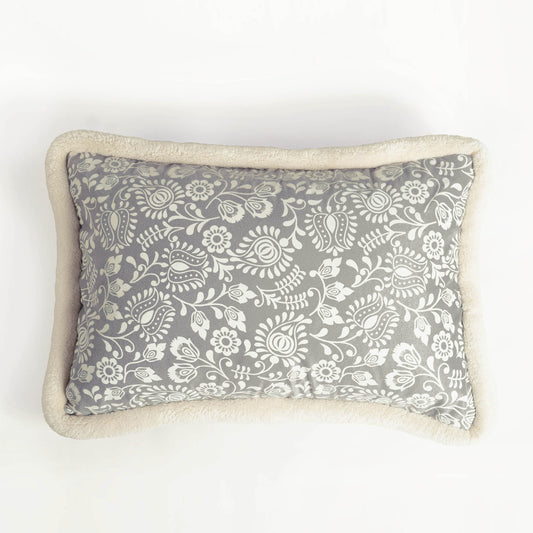 Svenska - Grey & Off White Nordic Lumbar Cushion Cover | Faux Suede | Scandinavian Decor - Vliving