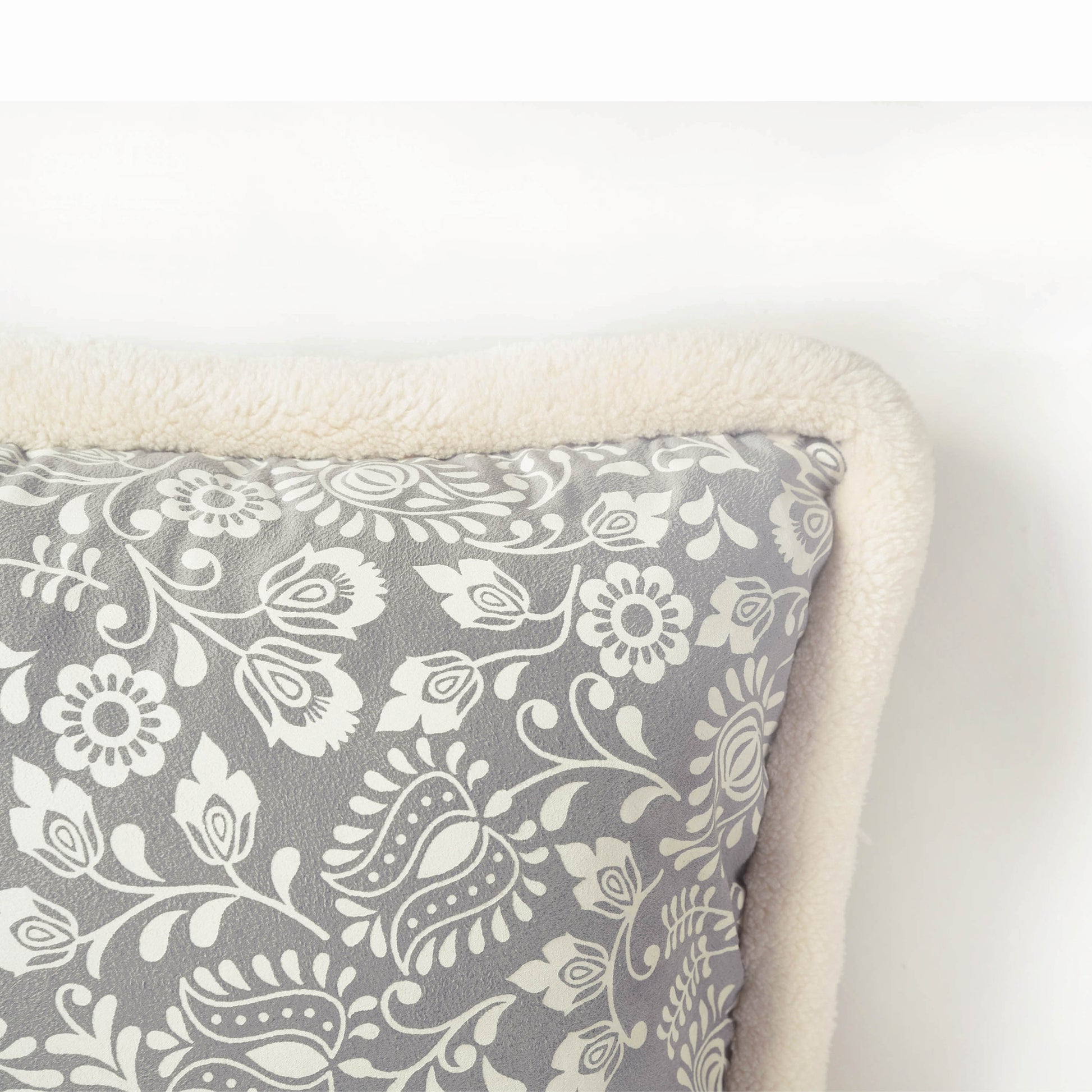 Svenska - Grey & Off White Nordic Lumbar Cushion Cover | Faux Suede | Scandinavian Decor - Vliving