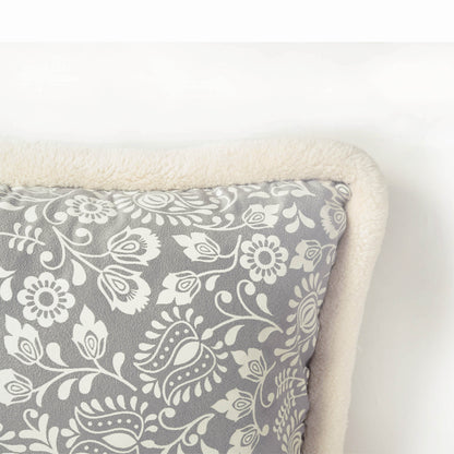 Svenska - Grey & Off White Nordic Lumbar Cushion Cover | Faux Suede | Scandinavian Decor - Vliving