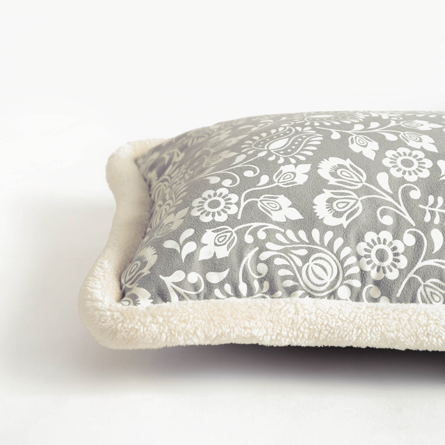 Svenska - Grey & Off White Nordic Lumbar Cushion Cover | Faux Suede | Scandinavian Decor - Vliving