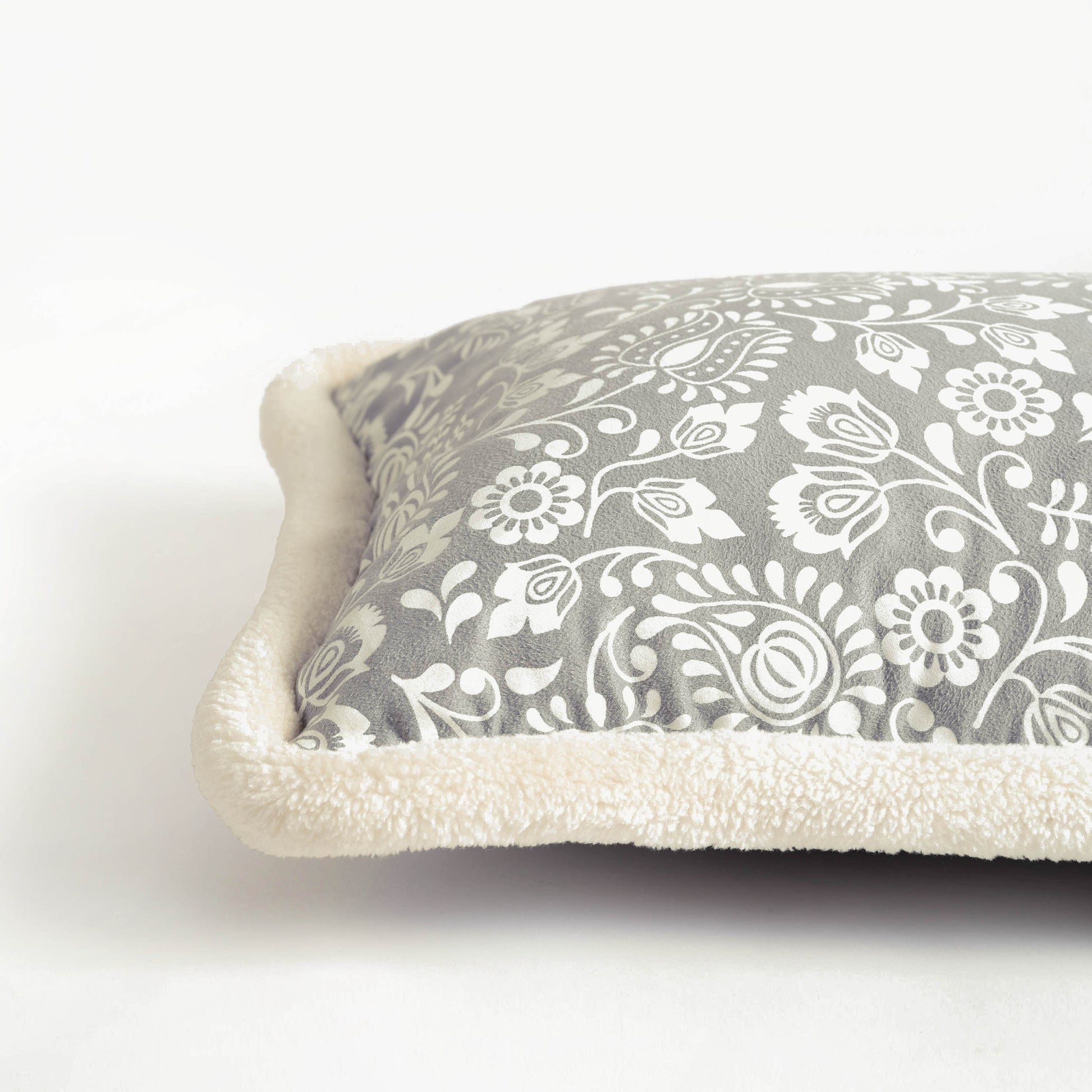 Svenska - Grey & Off White Nordic Lumbar Cushion Cover | Faux Suede | Scandinavian Decor - Vliving