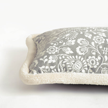 Svenska - Grey & Off White Nordic Lumbar Cushion Cover | Faux Suede | Scandinavian Decor - Vliving