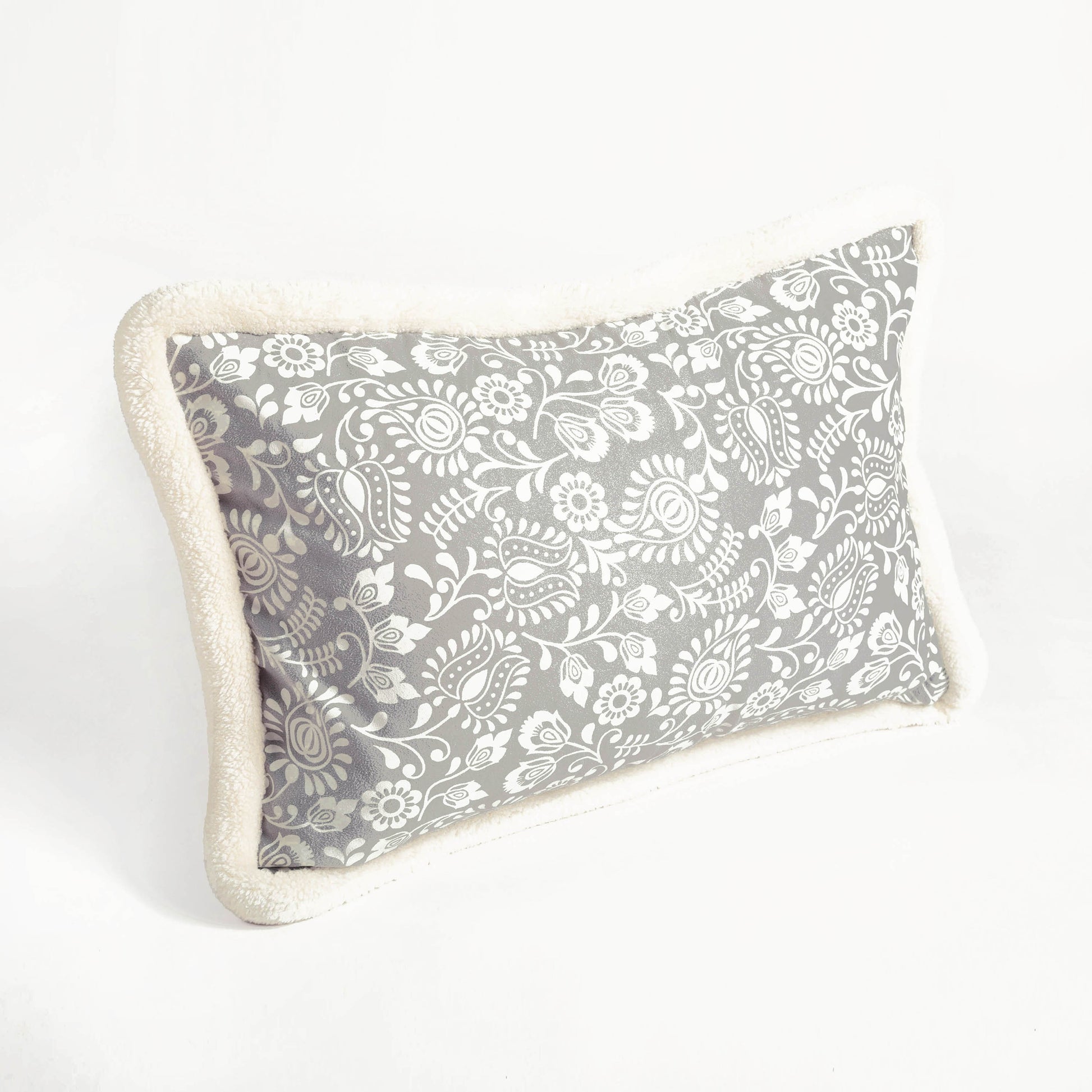 Svenska - Grey & Off White Nordic Lumbar Cushion Cover | Faux Suede | Scandinavian Decor - Vliving