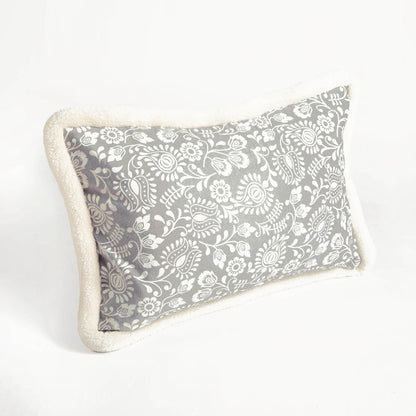 Svenska - Grey & Off White Nordic Lumbar Cushion Cover | Faux Suede | Scandinavian Decor - Vliving
