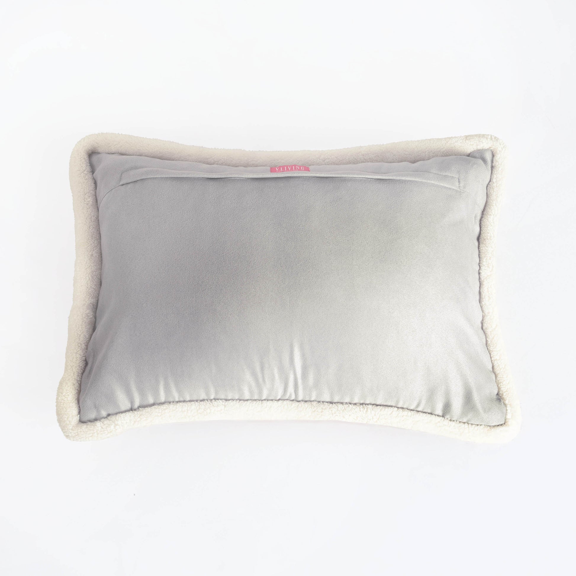 Svenska - Grey & Off White Nordic Lumbar Cushion Cover | Faux Suede | Scandinavian Decor - Vliving