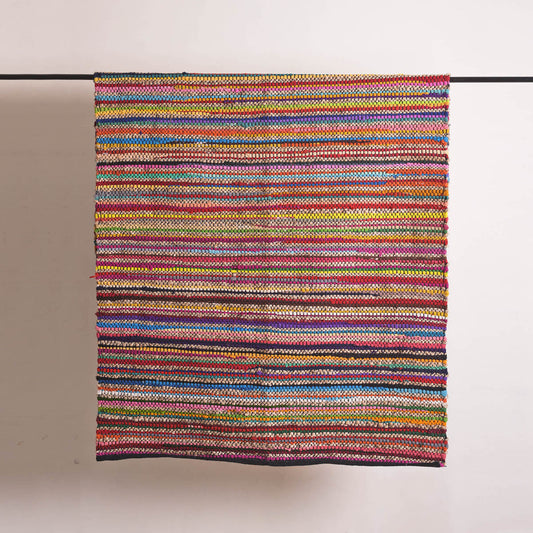 Handwoven Chindi and jute rug, multicolour