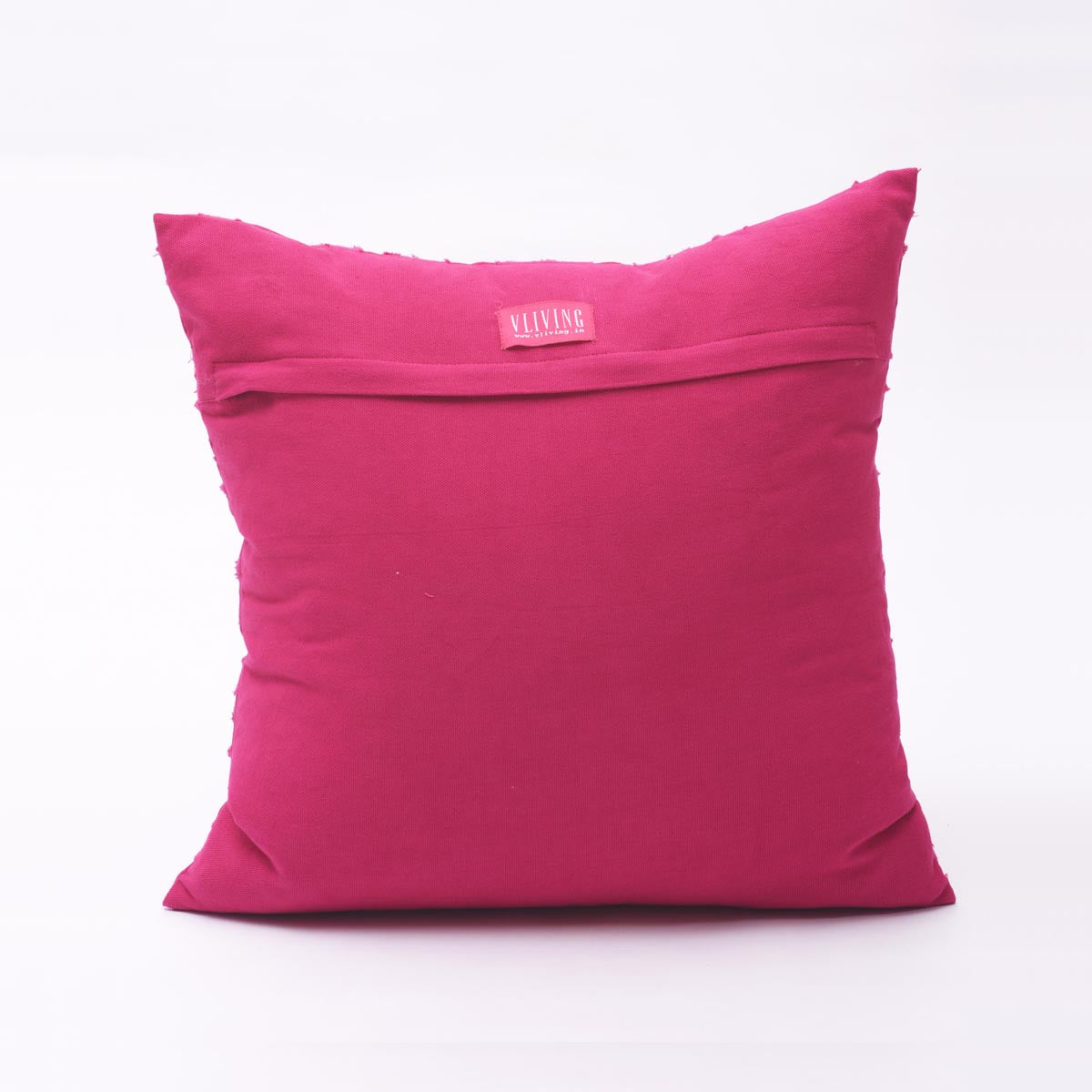 Fuschia cotton pillow cover, geometric, arabesque, applique, bright pink cushion, 16X16 inches