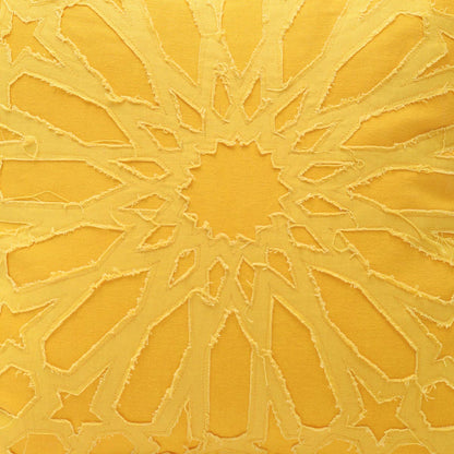 Yellow cotton pillow cover, geometric, arabesque, applique cushion