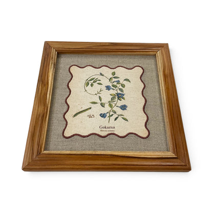 BOTANICAL HERB wall art, Gokarna motif with wooden frame, 12X12 inches