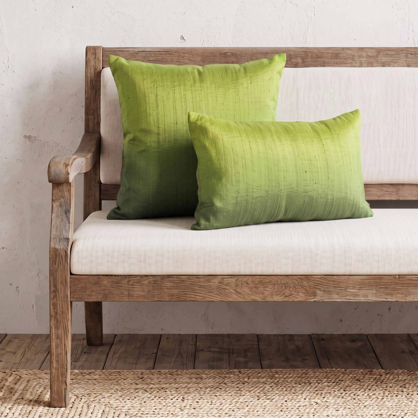 Spring Green Pure Dupioni Silk Cushion Cover | Reversible | Concealed Zip | 3 Sizes