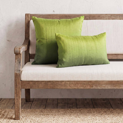Spring Green Pure Dupioni Silk Cushion Cover | Reversible | Concealed Zip | 3 Sizes