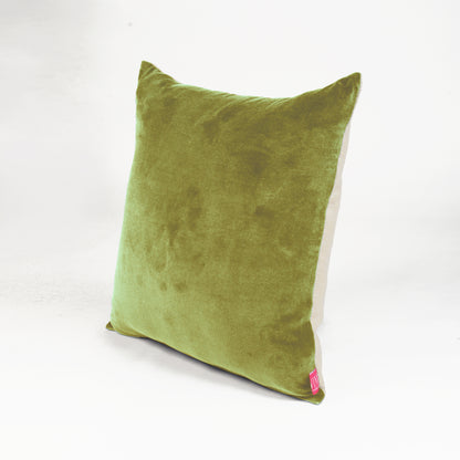 Green Velvet and Linen Reversible Cushion cover, sizes available - Vliving