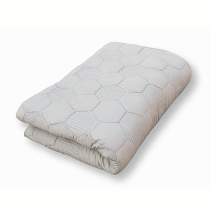 Gray quilted bedspread, hexagon pattern cotton quilt, Sizes available