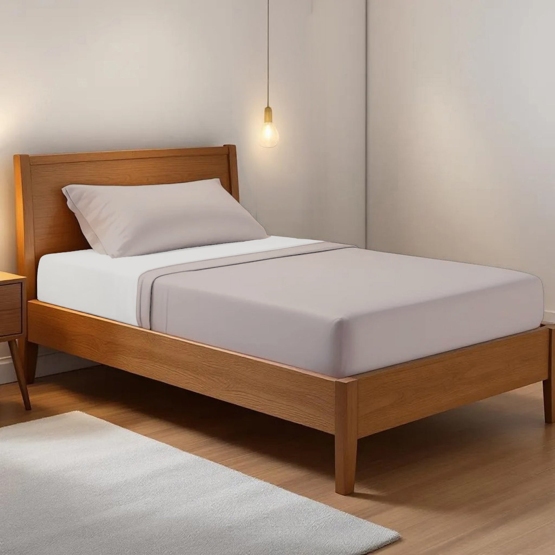 CONCRETE GREY 300TC flat sheet set, premium pure cotton satin - Vliving