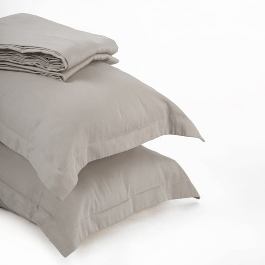 CONCRETE GREY 300TC flat sheet set, premium pure cotton satin