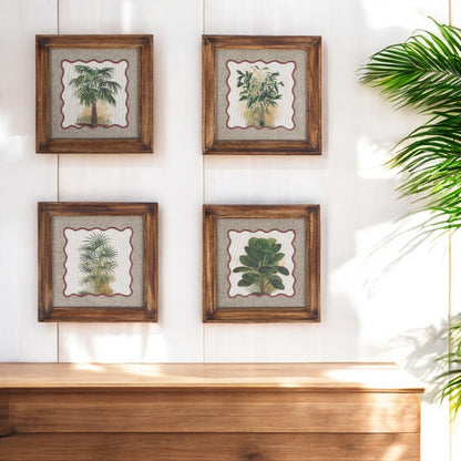 BOTANICAL - PALM 6 wall art with wooden frame, 12X12 inches