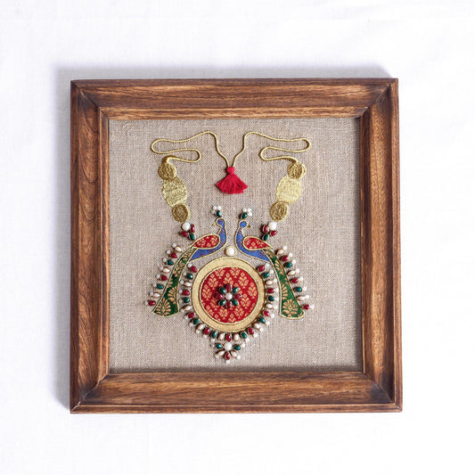 NECKLACE royal Indian jewellery wall art, embroidery and applique in hoop OR wooden frame