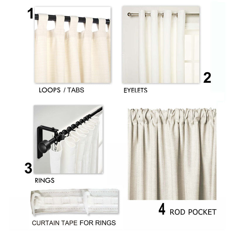 Linen curtain Panel, natural and white, Sheer Drape, striped, pompom lace, sizes available