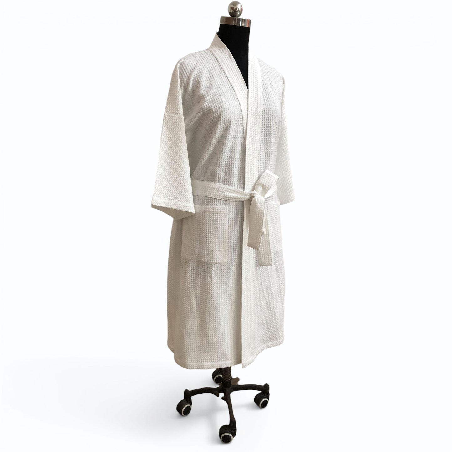 Organic Luxury Cotton White Waffle Bath Robe, Hotel style ( personalise with monogram) - Vliving