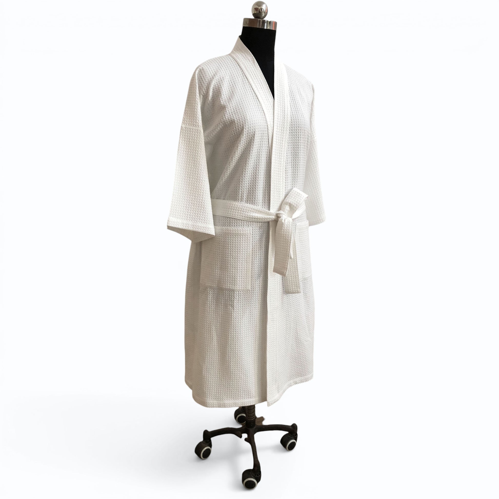 Organic Luxury Cotton White Waffle Bath Robe, Hotel style ( personalise with monogram) - Vliving