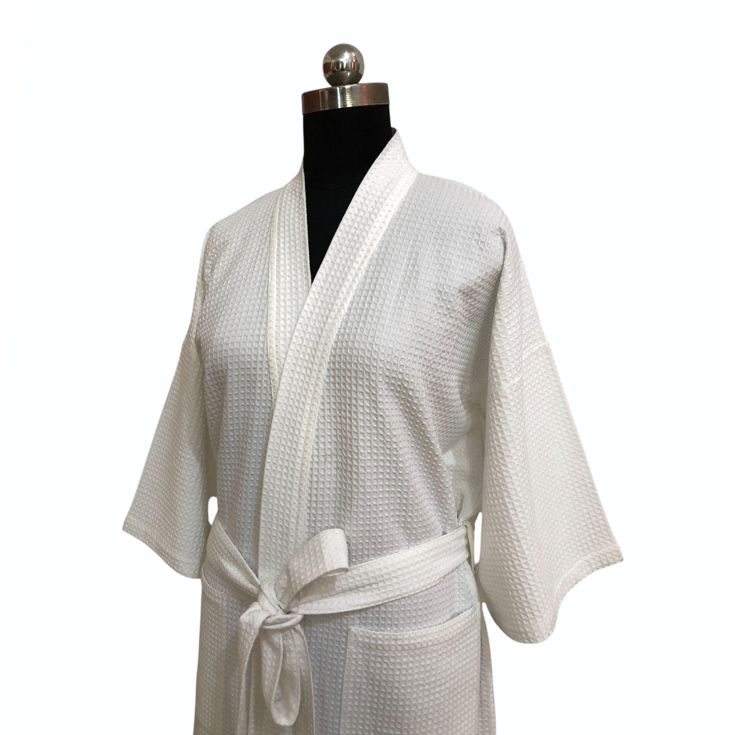 Organic Luxury Cotton White Waffle Bath Robe, Hotel style ( personalise with monogram) - Vliving