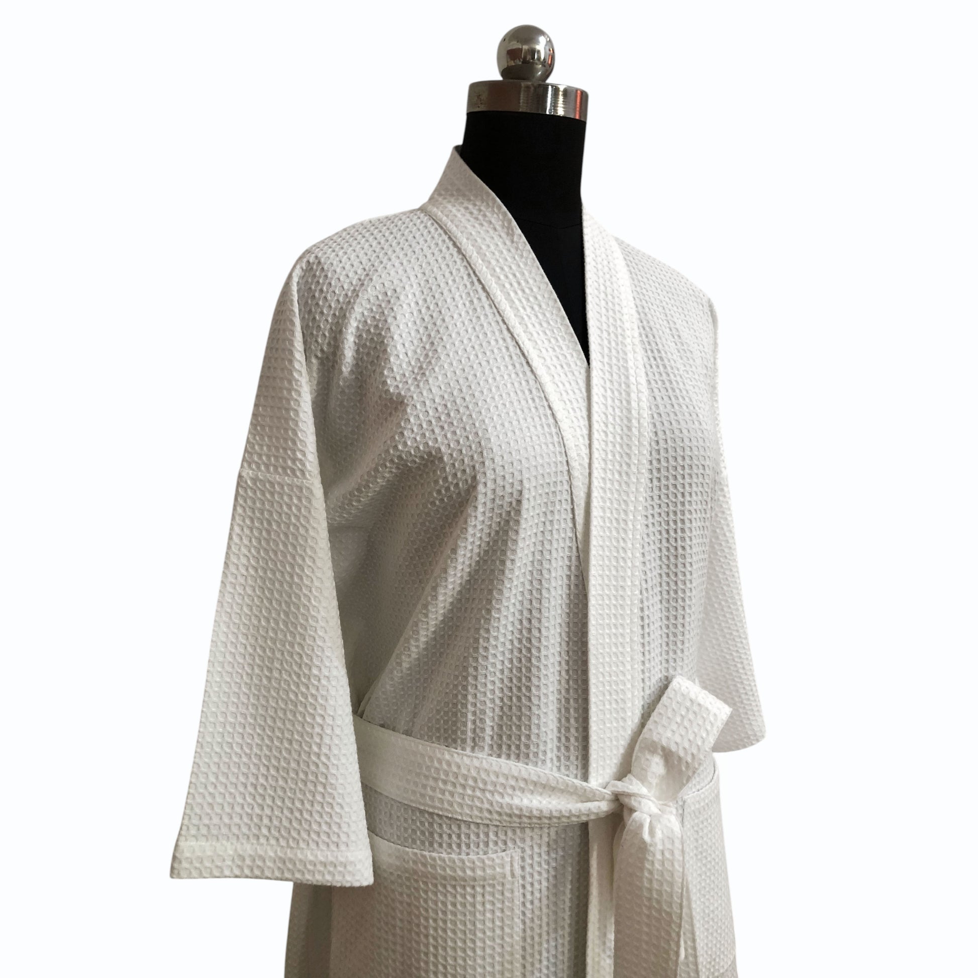 Organic Luxury Cotton White Waffle Bath Robe, Hotel style ( personalise with monogram) - Vliving