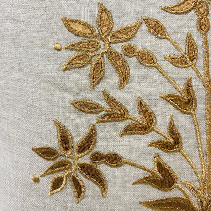 ZARI BAAG - Pure Linen Pillow Cover with Metallic Applique - 18x18 inches - Vliving