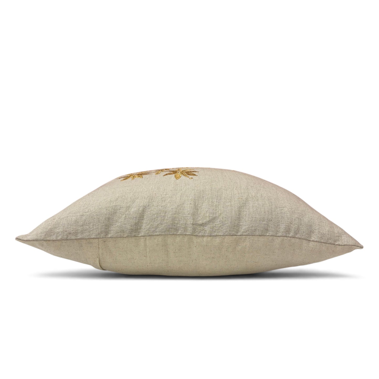 ZARI BAAG - Pure Linen Pillow Cover with Metallic Applique - 18x18 inches - Vliving