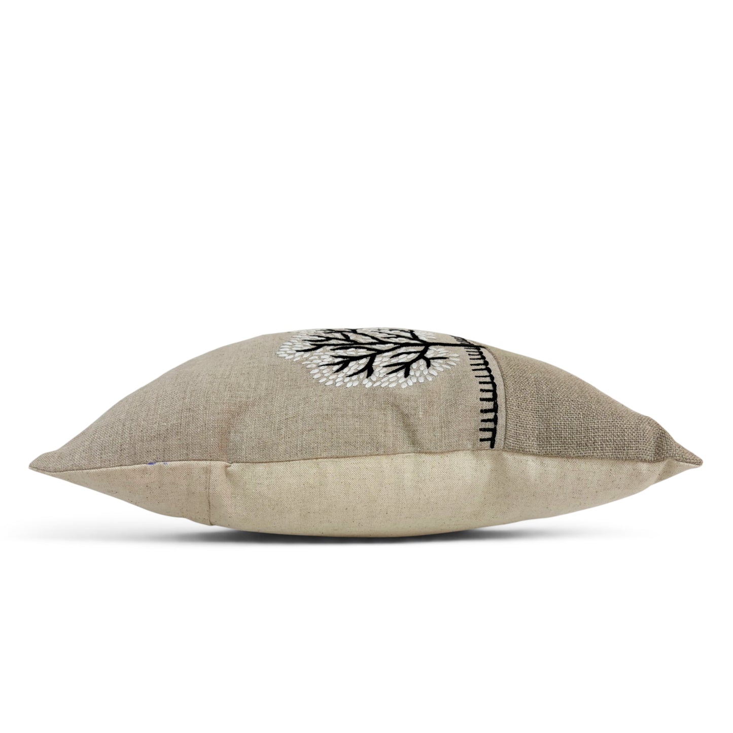 FROSTED FOREST - Pure Linen Pillow Cover with White & Black Embroidery - 14x21 inches
