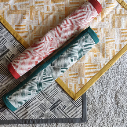 Modern Retro Terracotta Cotton Rug | Stripe Print | Mid-Century Modern