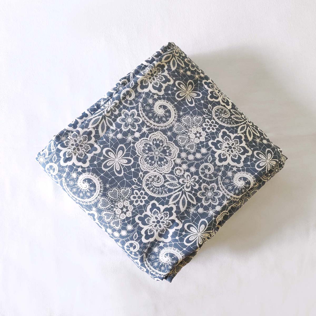 LACE print - Blue colour soft Cotton blanket, three layer dohar, sizes available