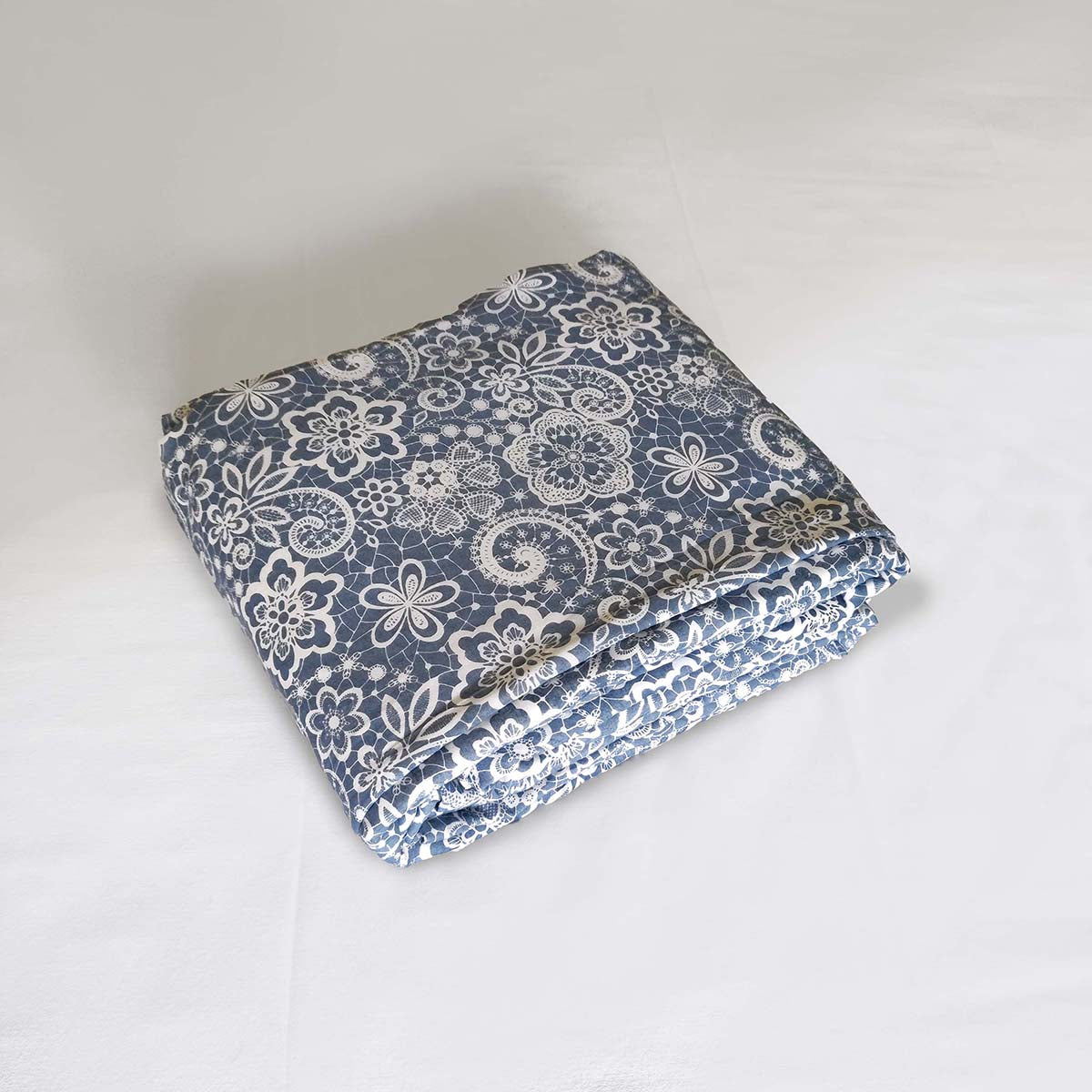 LACE print - Blue colour soft Cotton blanket, three layer dohar, sizes available