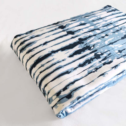 SHIBORI - Indigo stripe print soft Cotton blanket, three layer dohar, sizes available